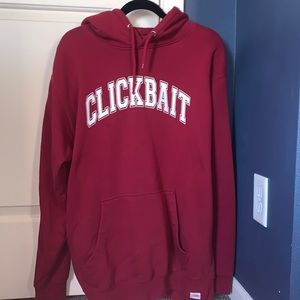 burgundy “clickbait” hoodie